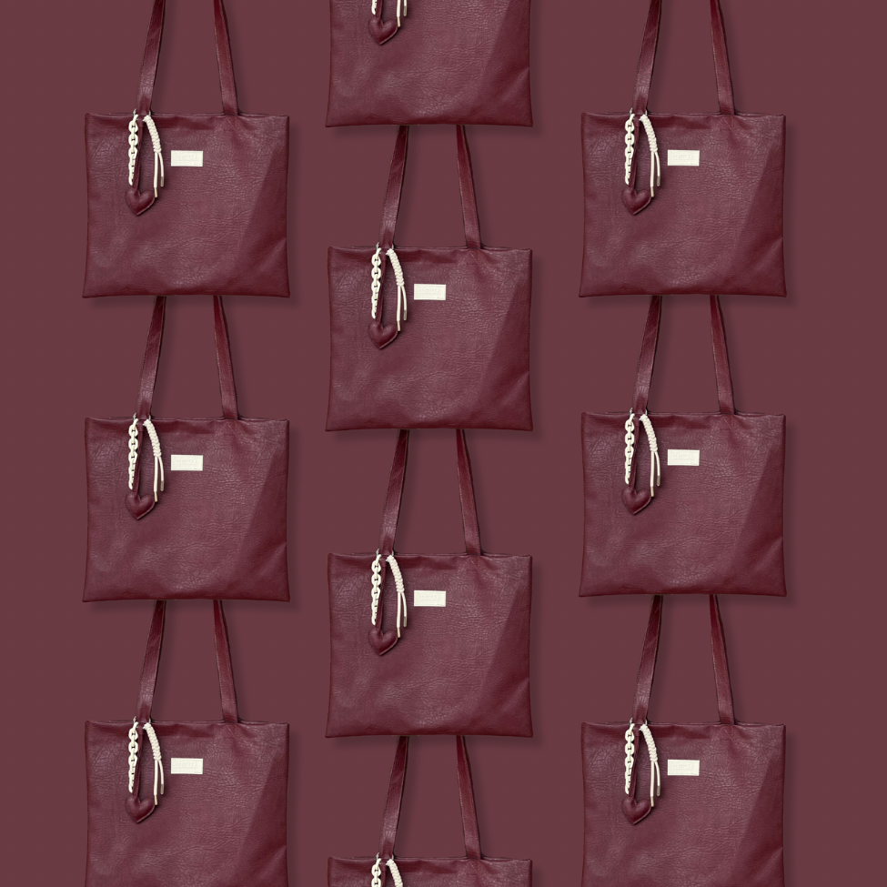 Tote Bag vino tinto & Bag charm