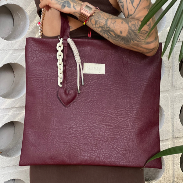 Tote Bag vino tinto & Bag charm