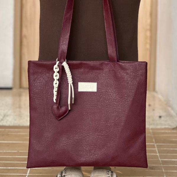 Tote Bag vino tinto & Bag charm
