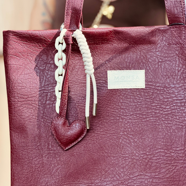 Tote Bag vino tinto & Bag charm